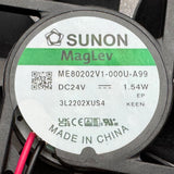 Sunon Fan ME80202V1-000U-A99 ME Series Axial Fan, 24V dc, 61.2 m³/h, 1.54 W, 64 mA Max 80 mm 80mm 20 mm 7588330